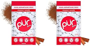 PUR Gum | Aspartame Free Chewing Gum | 100% Xylitol | Natural Cinnamon Flavored Gum, 55 Pieces Pack of 2