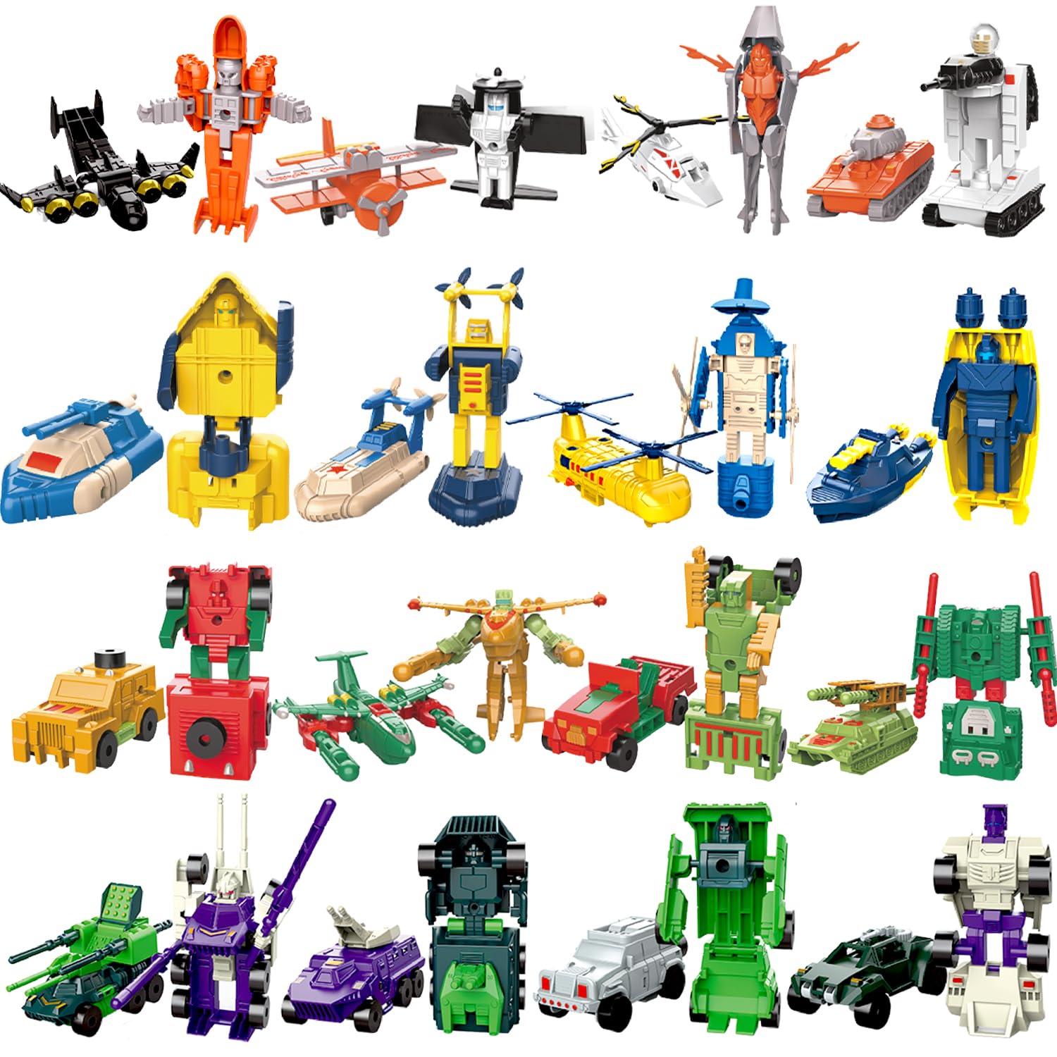 Mini Transform Robot for Kids 3-6 Years, 16 Collectible Rescue Vehicle Construction-Bot Playset Boys Hero Figure Modified Bots 4.5-inch Converting Action Figures Easter Gift
