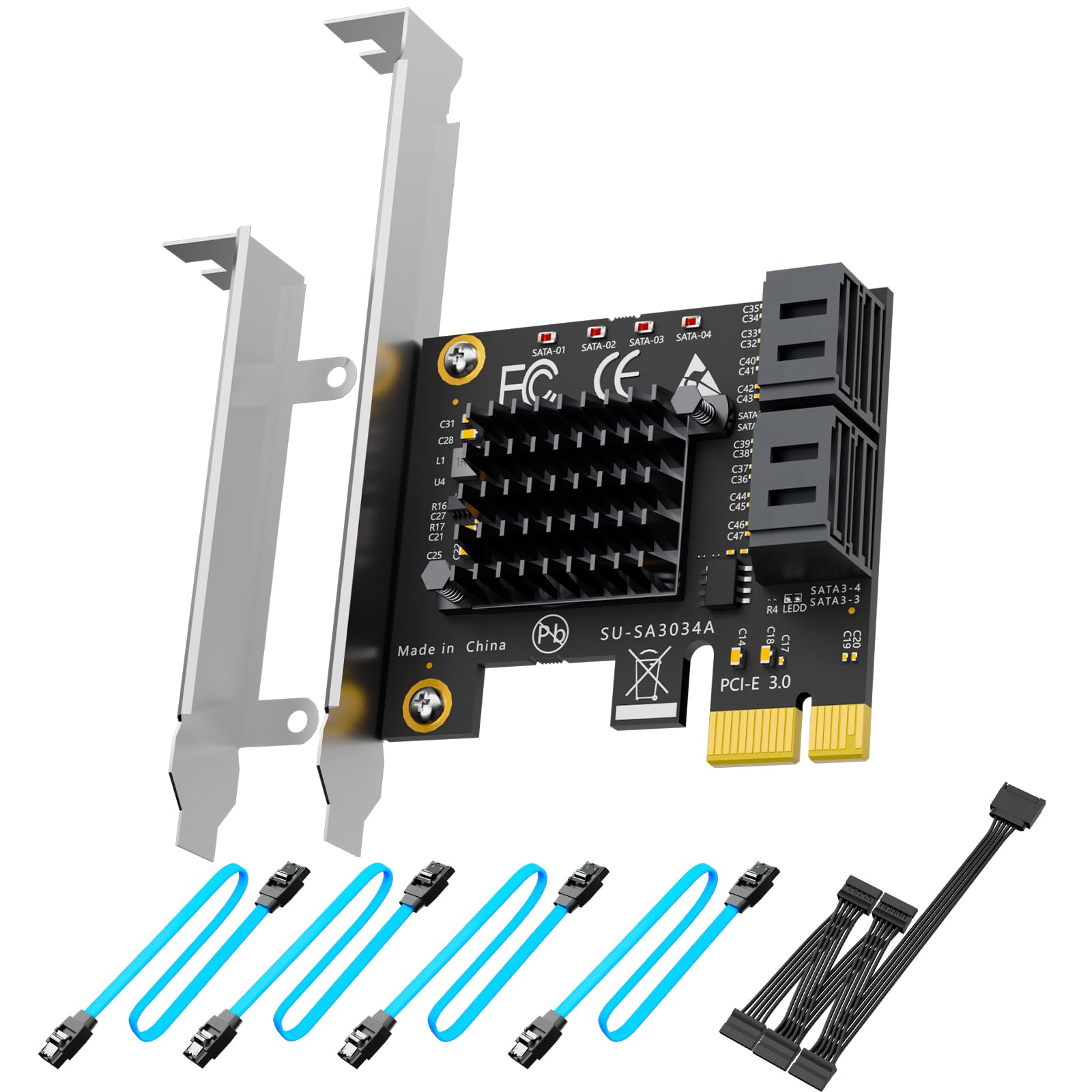 GLOTRENDS 4 Ports PCIe SATA Expansion Card, Including SATA Cables and 1:5 SATA Splitter Power Cable, Support OS Booting, Compatible with Windows,Linux,Mac OS,NAS (SA3034A)-picture-36