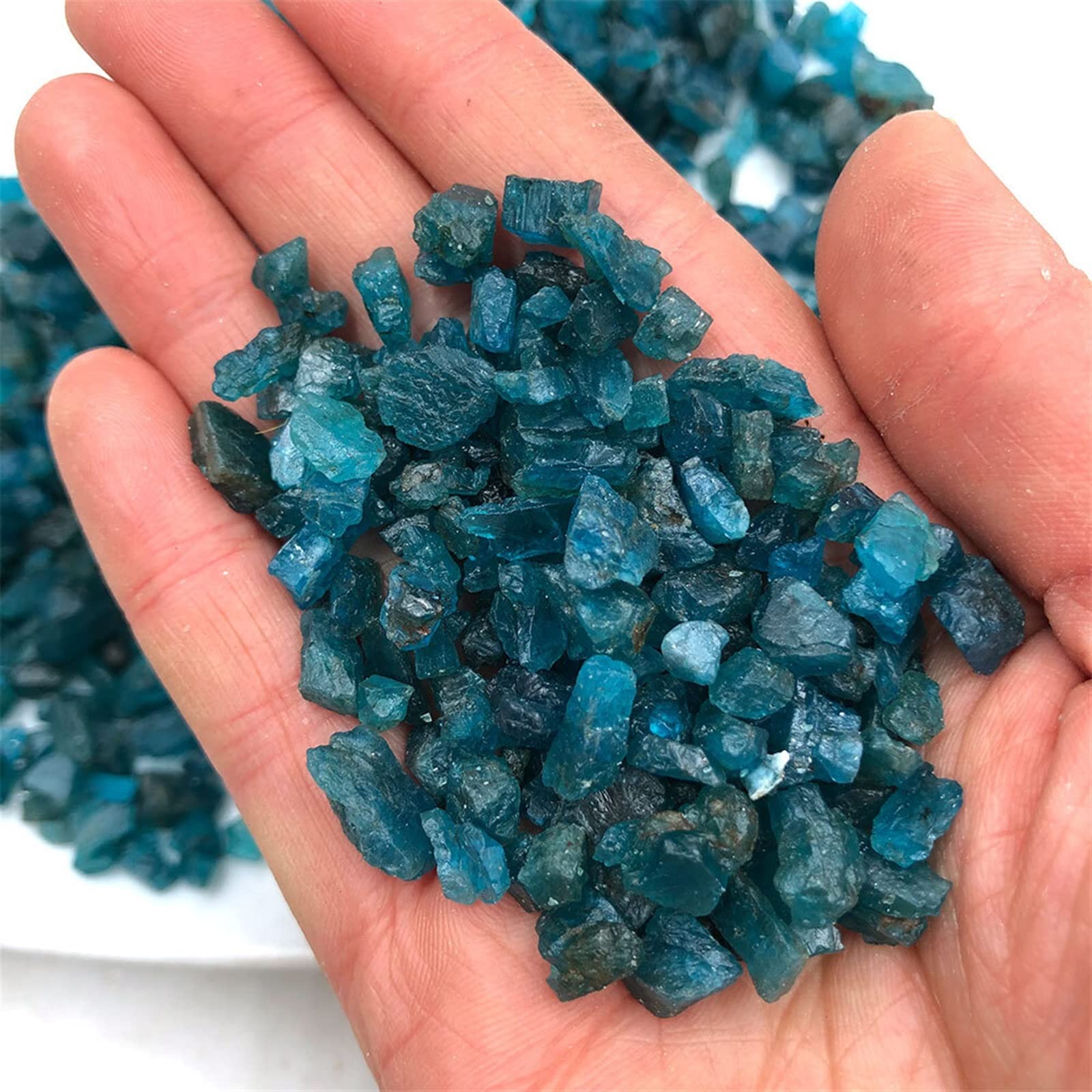 50 g/Paquete Lote Natural Azul apatita Cristal Piedra Chip Grava decoración de la habitación del hogar DIY Acuario pecera jardín QINTINYIN