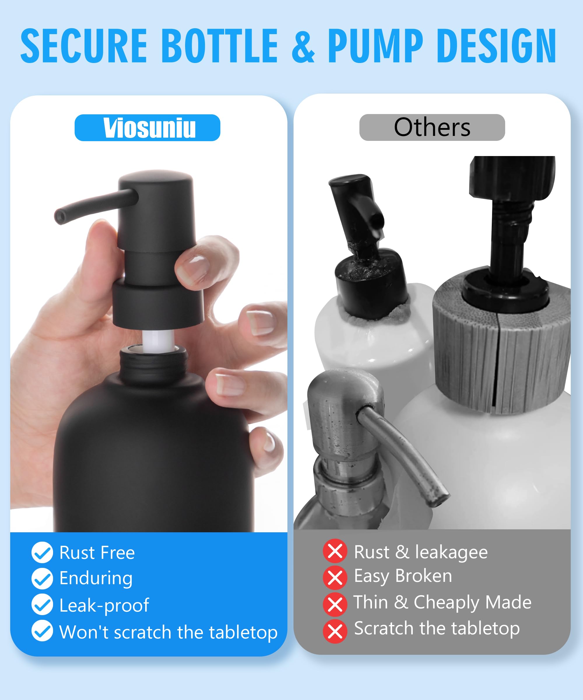 Keramik-Seifenspender, elegante Handseifenpumpe mit 4 Etiketten (Seife, Geschirr, Lotion, Hände) – langlebiges und stilvolles Keramik-Design für Küche und Bad, nachfüllbarer
