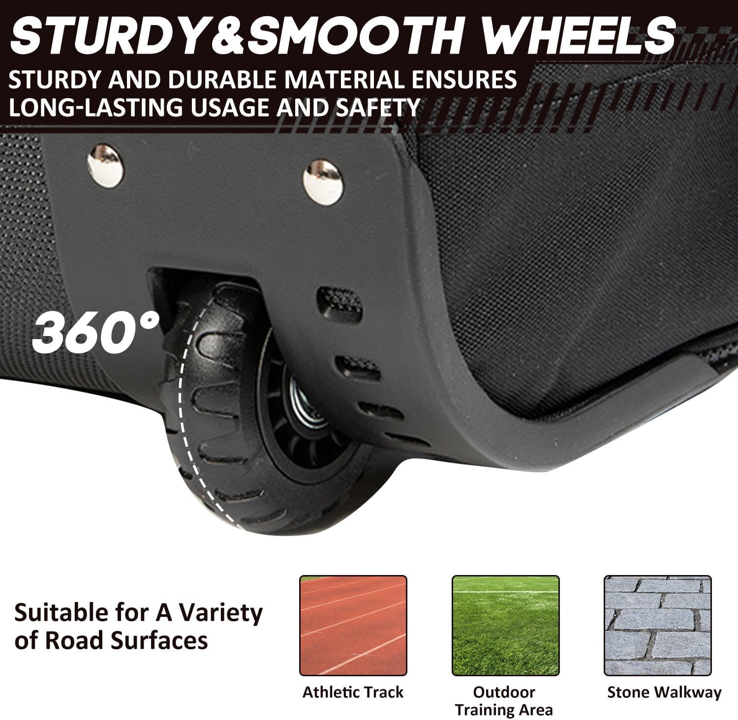 Baseball Bag with Wheels for 4 Bats,Soft Rolling Baseball Bag With Multi-Pockets, Fence Hook, Holds All Baseball Equipment.