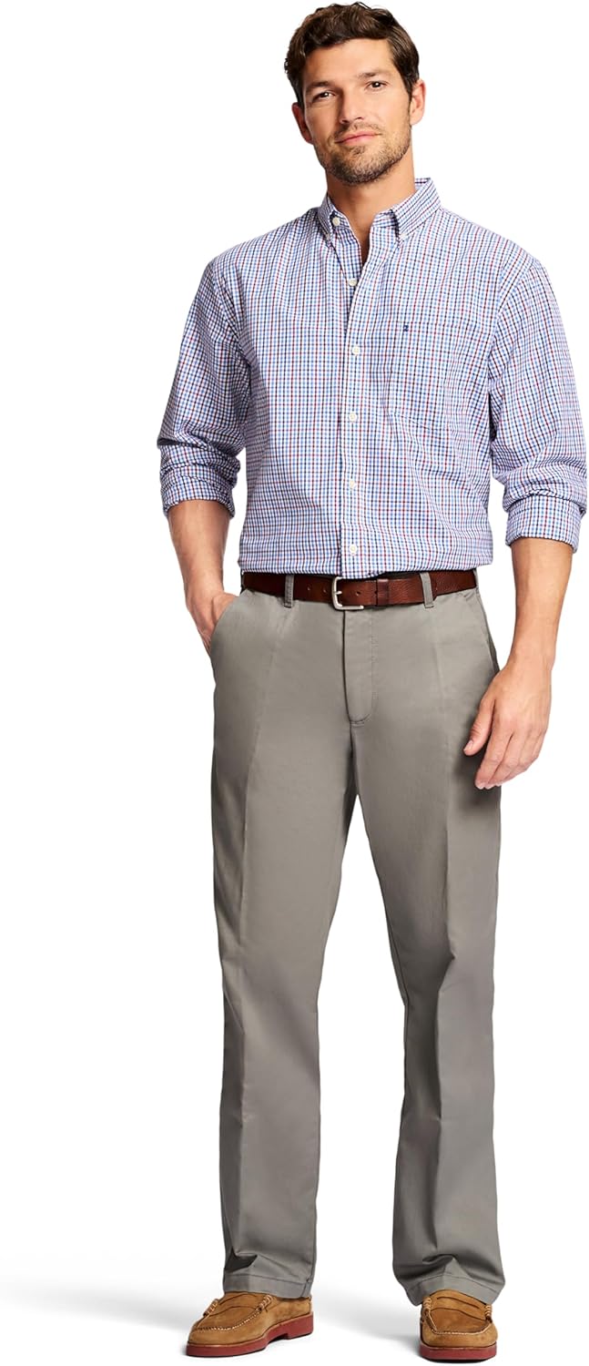 Izod Mens Performance Stretch Classic Fit Flat Front Chino Pant - Image 2
