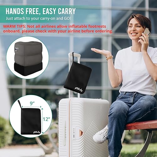 Miniatura 4 de Almohada inflable de viaje para reposapiés  Reposapiés de viaje para vuelos de avión, reposapiés de asiento de automóvil para niños, cama de avión