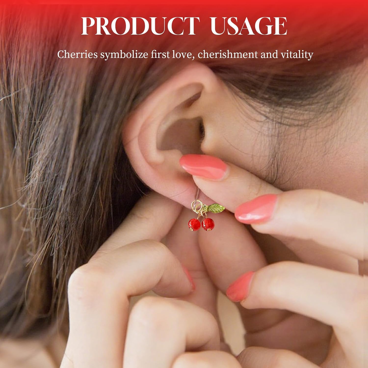 60 PCS Cherry Charms for Jewelry Making, Mini Cute Fruit Glass Bead Charm Pendant - Image 3