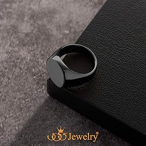 555Jewelry Solid Stainless Steel Signet Ring, Plain Seal
