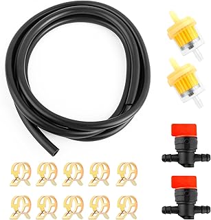 6.56Ft 1/4 Inch Fuel Line Hose for Small Engine Fuel Line,Motorcycle Fuel Line Kit with 2 Motorcycle Fuel Filter,10 Clamps,2 Line Fuel Valves,Universal Fuel Hose Fit Lawn Mowers,Tractors