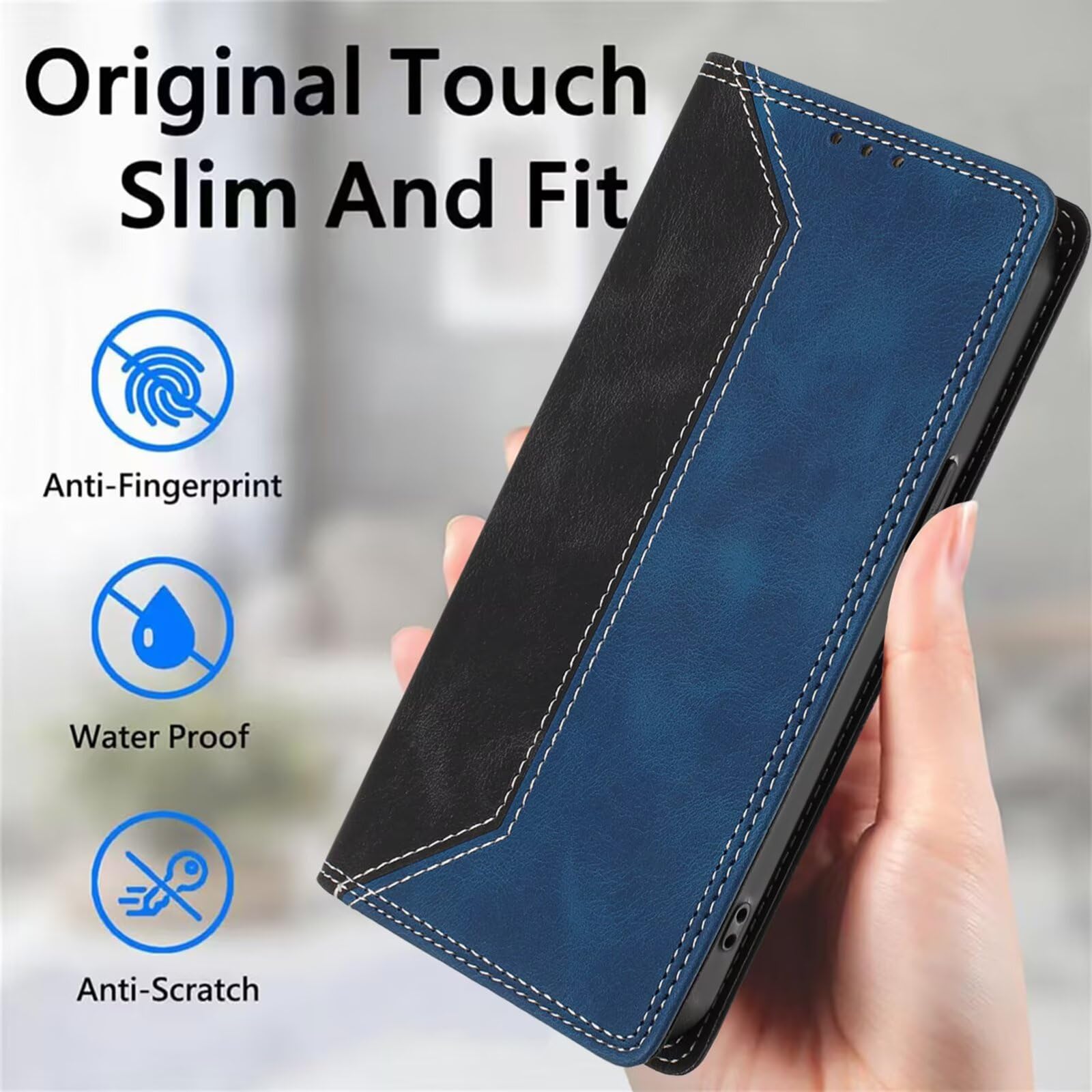 SEAHAI Etui do Motorola Edge 60 Neo/Edge 50 Neo/ThinkPhone 25, etui ochronne ze skóry PU, pokrowiec na karty, odporny na wstrząsy portfel z blokadą RFID/magnetyczną klapką, ciemnoniebieski