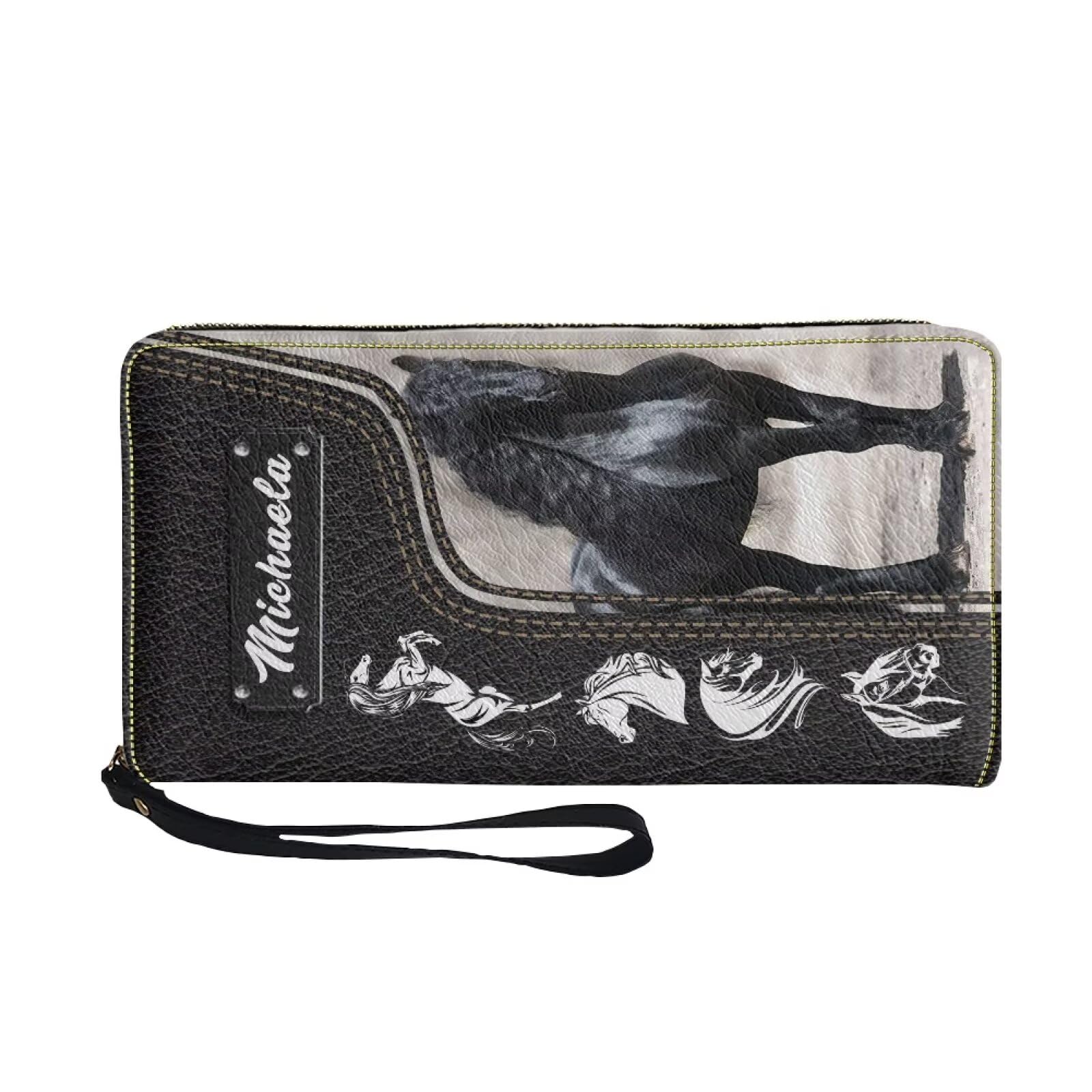 Tuoxiukan Crazy Horse Wallets for Men Custom Wallets with Name PU Leather Long Wallets for Women Handbags and Purse Waterproof Zipper Coin Purse
