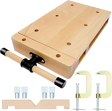 Woodworking Bench Vise - Portable Hard Wood Vise with 4 Bench Dogs, 2 Clips & G-Type Fixing Clips, Desktop Workbench Vise Kit for Workbench Top, Garage, Home & Woodworking Studios