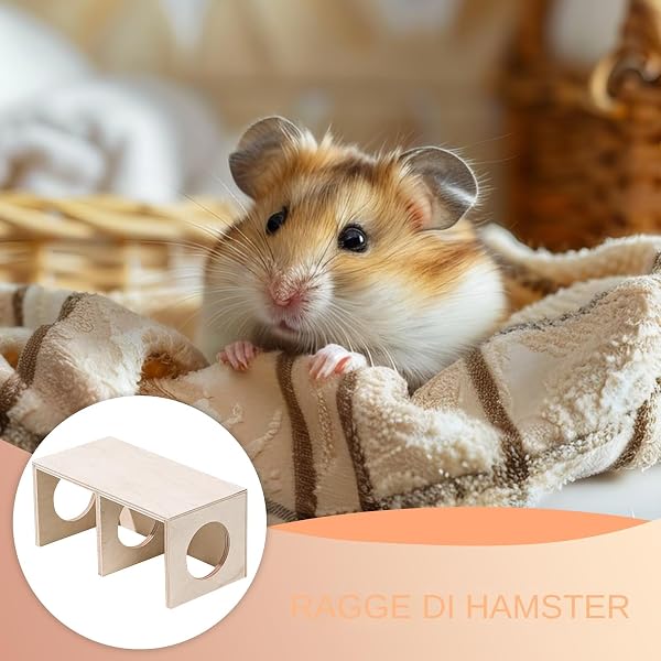 Hamster Multi-Chamber House | 2-Chamber Wooden Hamster Habitat, Exercise & Play House For Small Animals, Multi-Room, Decorative Balcony Or Indoor Small Pet Home - 4