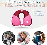 COOLBEBE Kids Travel Neck Pillow, Softly Travel Pillow for Car & Airplane, Traveling Gifts for Toddler & Children (1, Raspberry Powder)