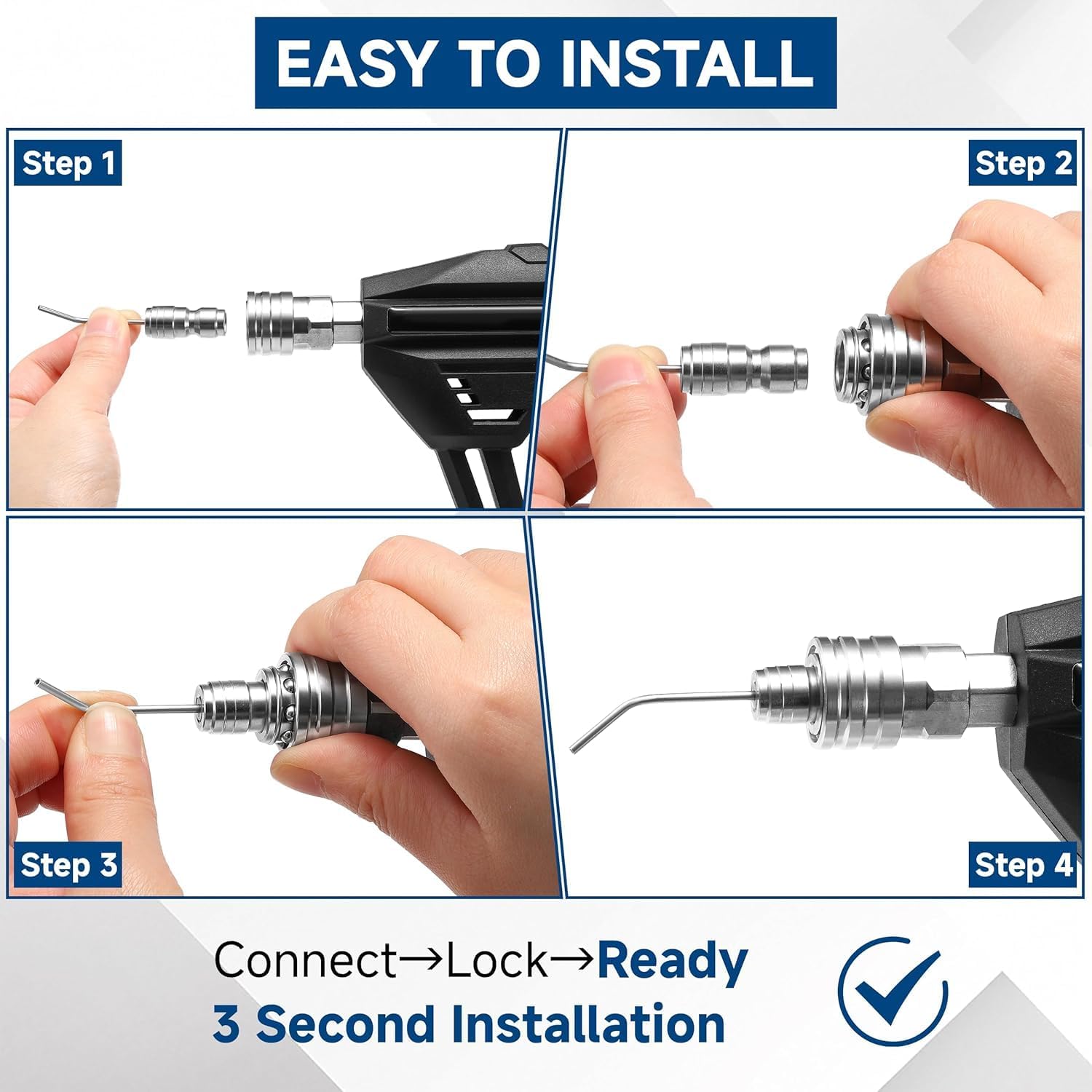High Pressure Washer Nozzle Kit with Stainless Steel Flush Wand & Quick-Connect Tips – Extension Spray Nozzles for AC Coil, Washing Machine, Water Heater and Appliance Cleaning