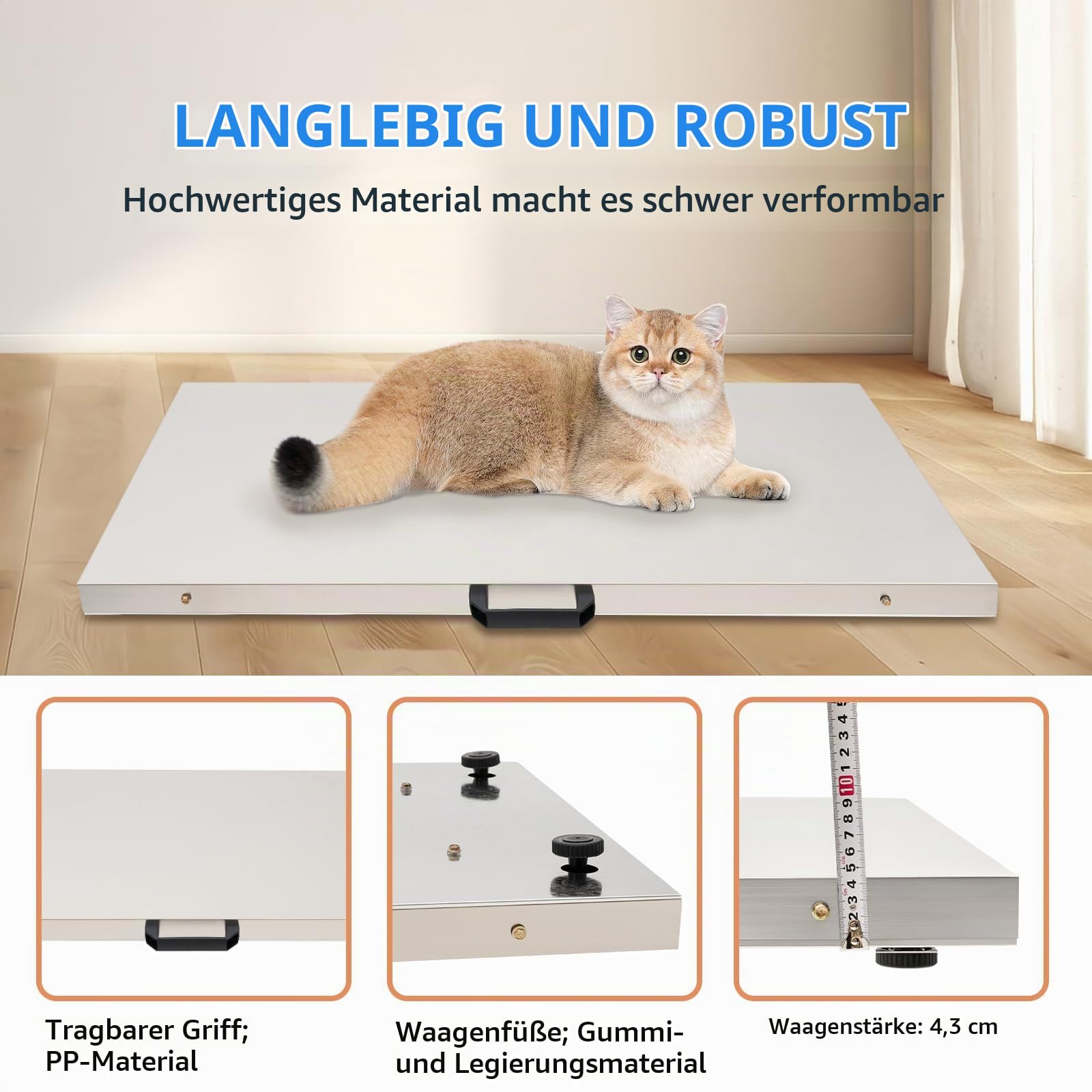Elektronische Veterinärwaage, 103x53cm Plattformwaage | Paketwaage Hundewaage bis 300kg Edelstahl Plattform Waage