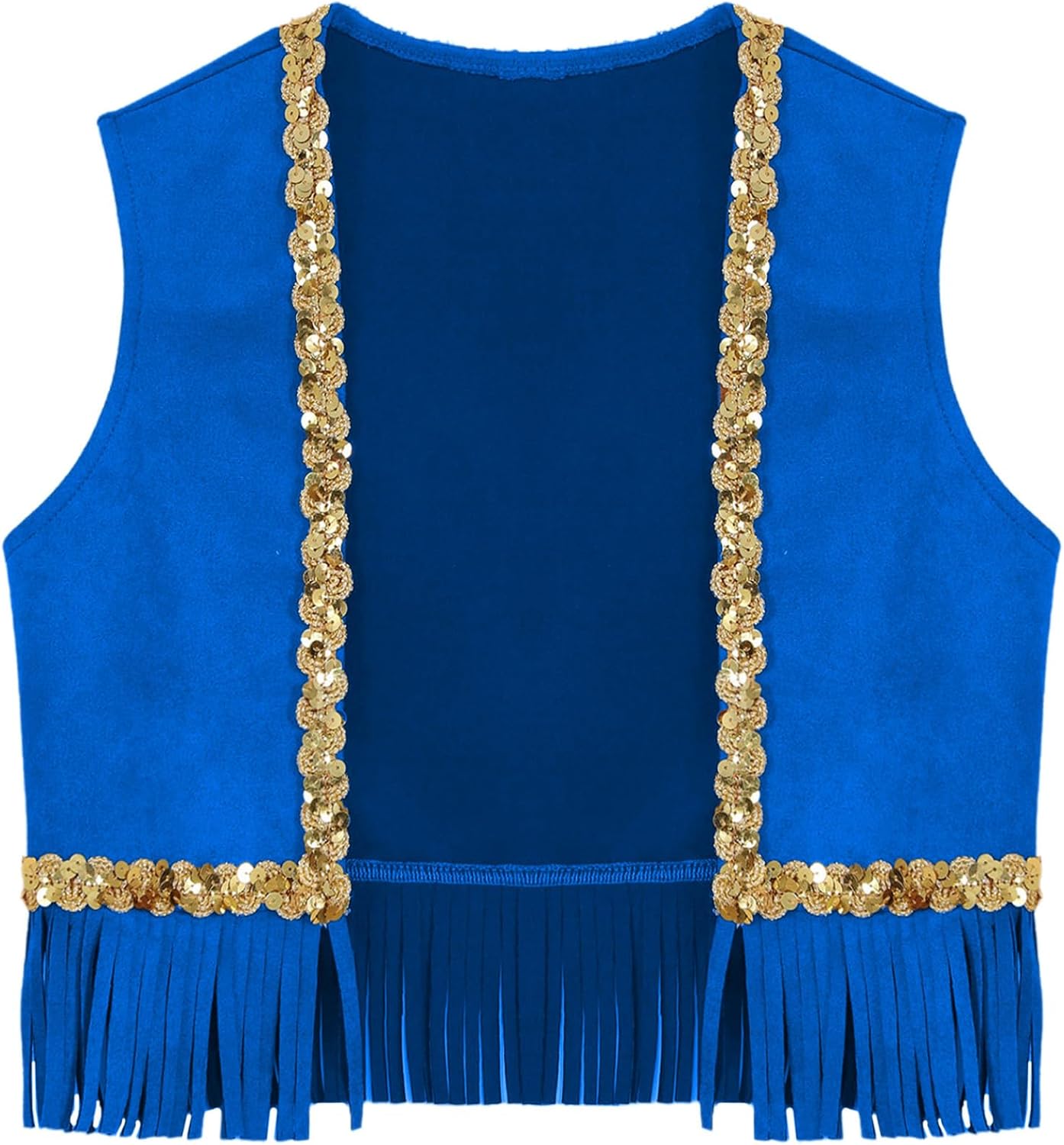 Big Girls Cowgirl Jacket Faux Suede Vest Sequins Tassel Waistcoat Rodeo Outfit