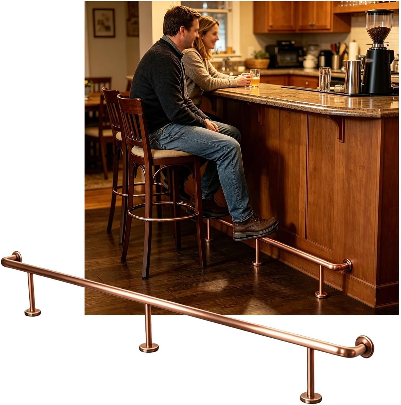 HGOuhK Bar Foot Rail Kit Bar Foot Rail Kit 3.28~16.4ft for Indoor Stainless Steel Bars Feet Rails for Restaurant Kitchen(Rose Gold,3.5M/11.48FT)