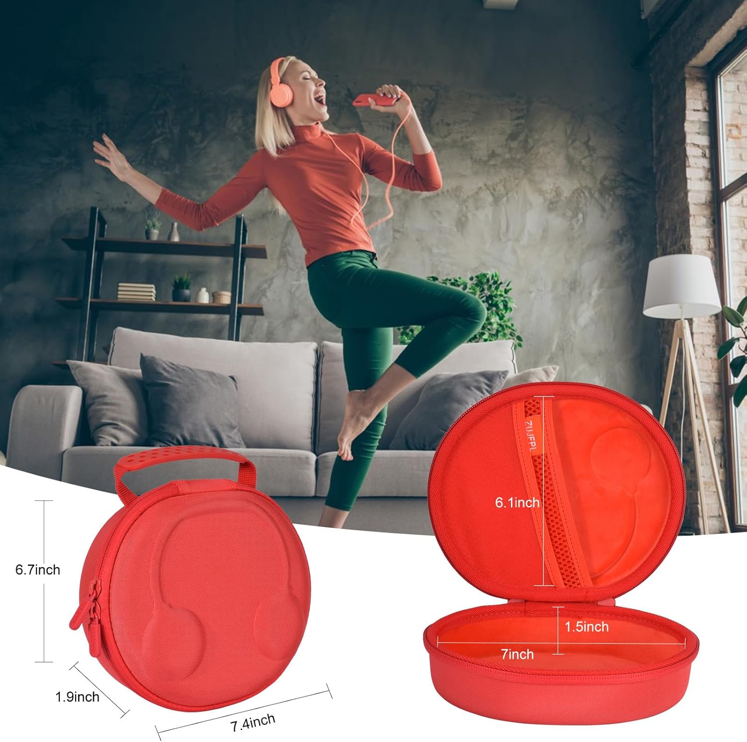 EVA Hard Headphone Case for JBL Tune 510BT / 520BT / 500BT / 660NC / 670NC / 570BT / 525BT / 600BTNC, JBL Live 460NC / 670NC / 400BT / JBL T450BT and Soundcore H30i, Samsung AKG - Red - Image 4