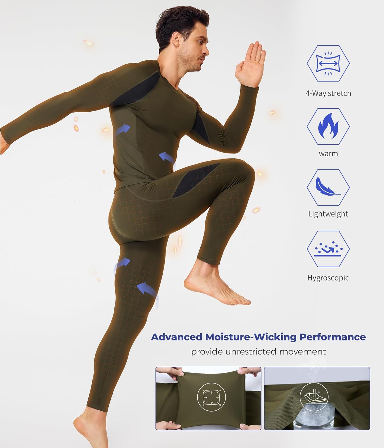 TAILONG Thermal Underwear for Men Long Johns with Fleece Lined Base Layer Hunting Gear Bottom Top for Cold Weather - Image 3