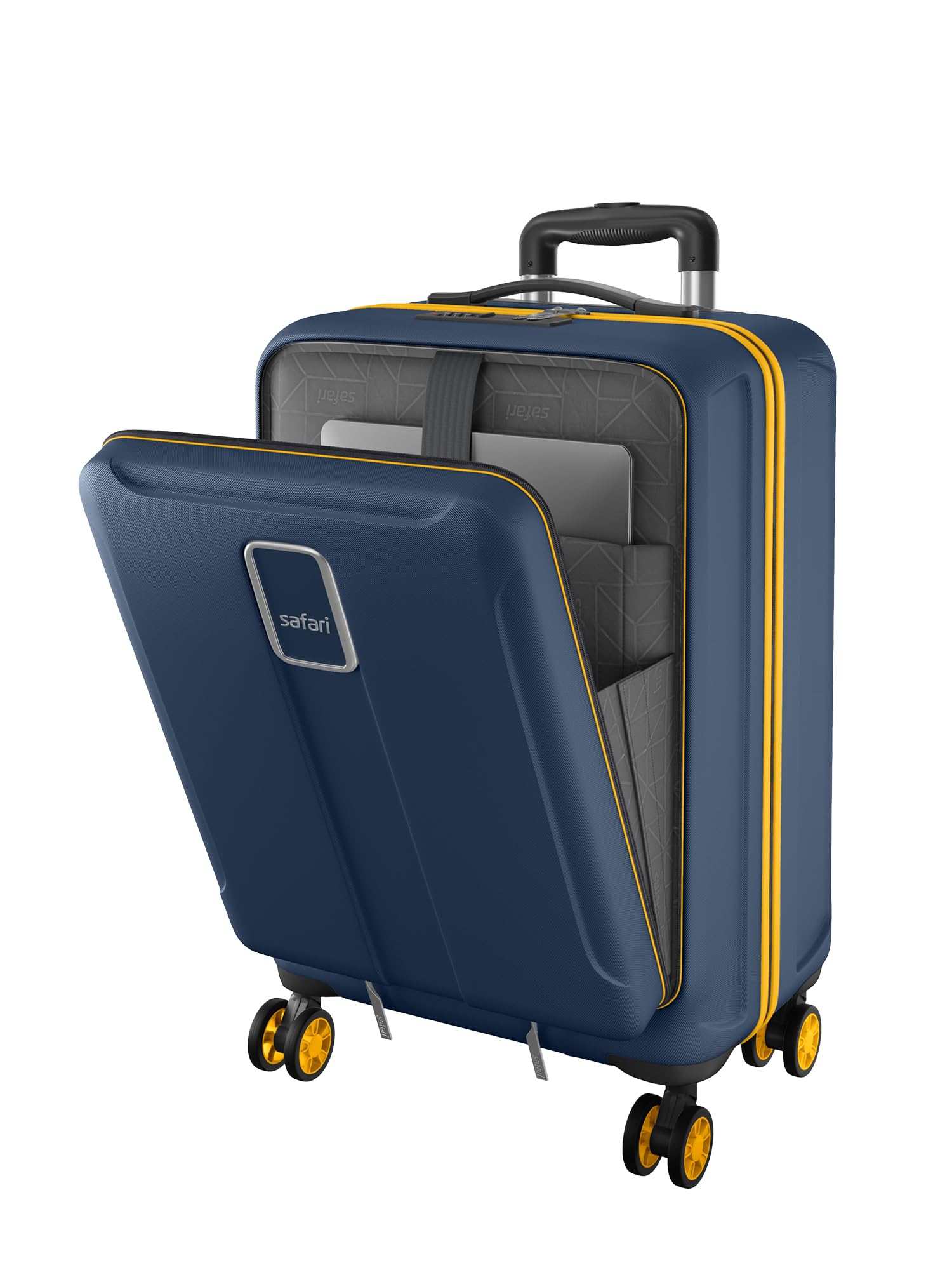 safari Cabin Trolley Bag with Laptop Compartment, Hardside Polycarbonate Small (55cm) Suitcase | 360° 8 Wheel Spinner Travel Luggage| Recessed Combination Lock|Thorium Neo| Graphite Blue-picture-30