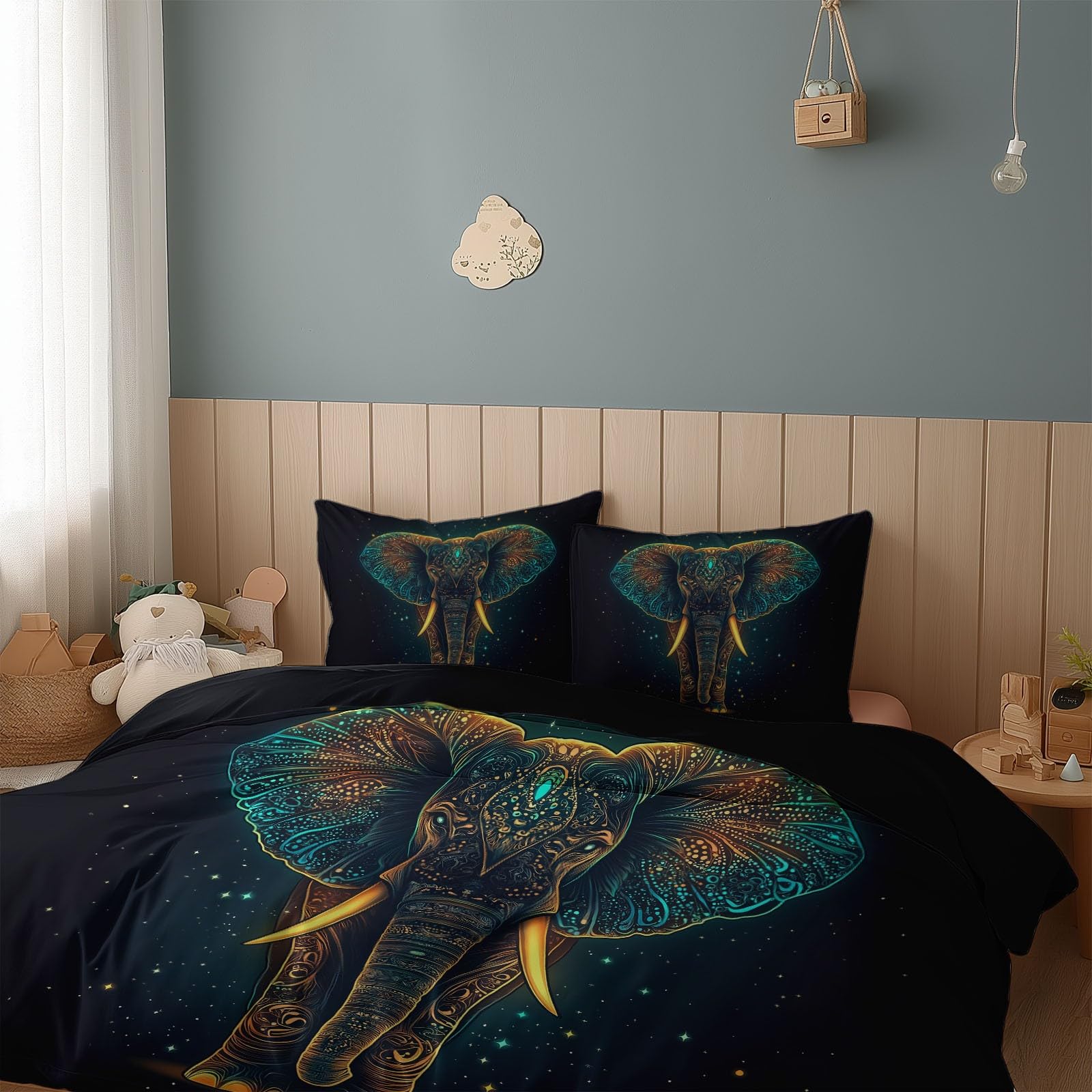 Ensemble de literie espace sombre 260x240 pour une décoration de chambre cosmique