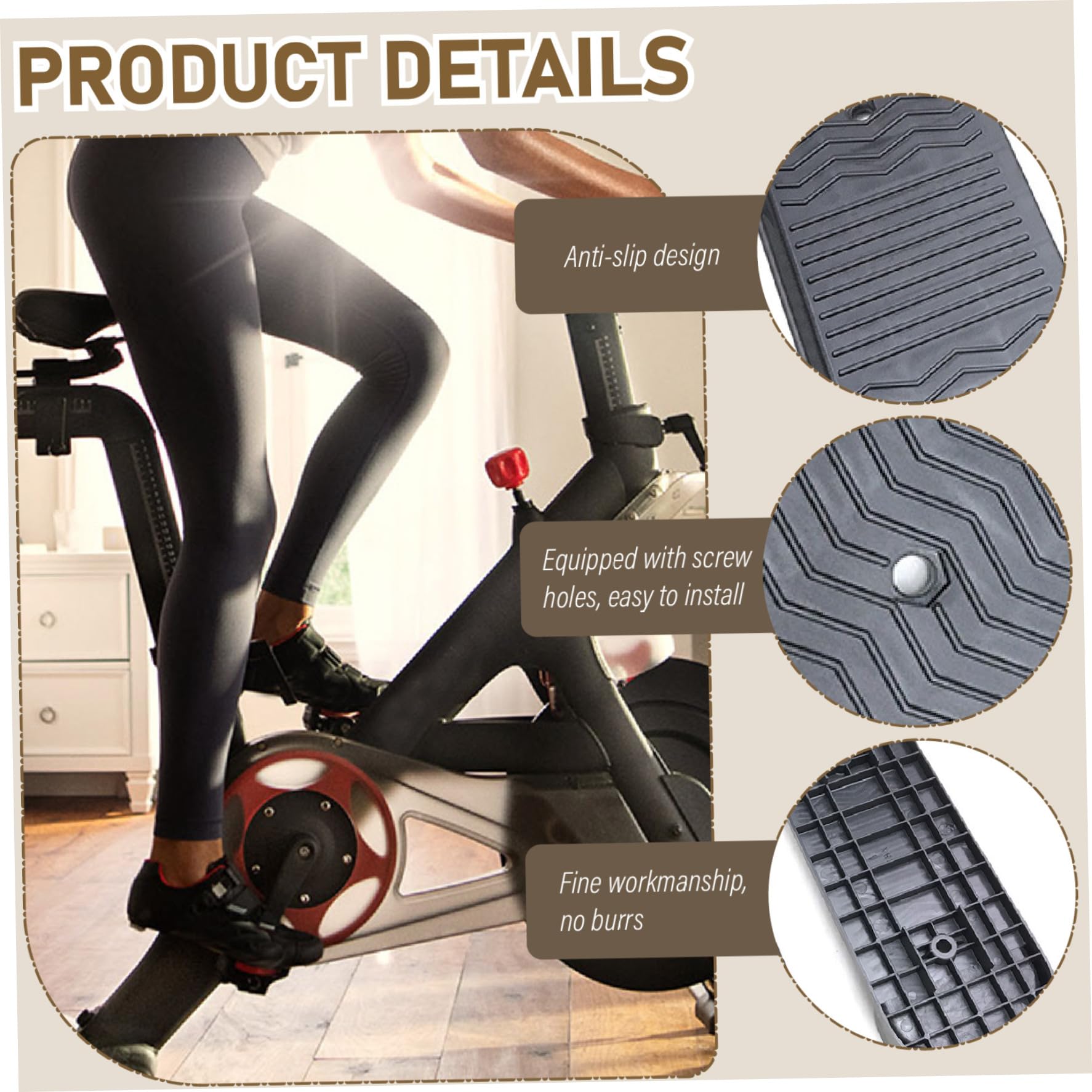 Elliptische Ersatzteile Universal 1Pair Foot Pedal Nicht -Schlupfversorgungen Übungen Fahrrad Ersatzteile Fitnessgeräte Fußboard für den Haushaltsgebrauch