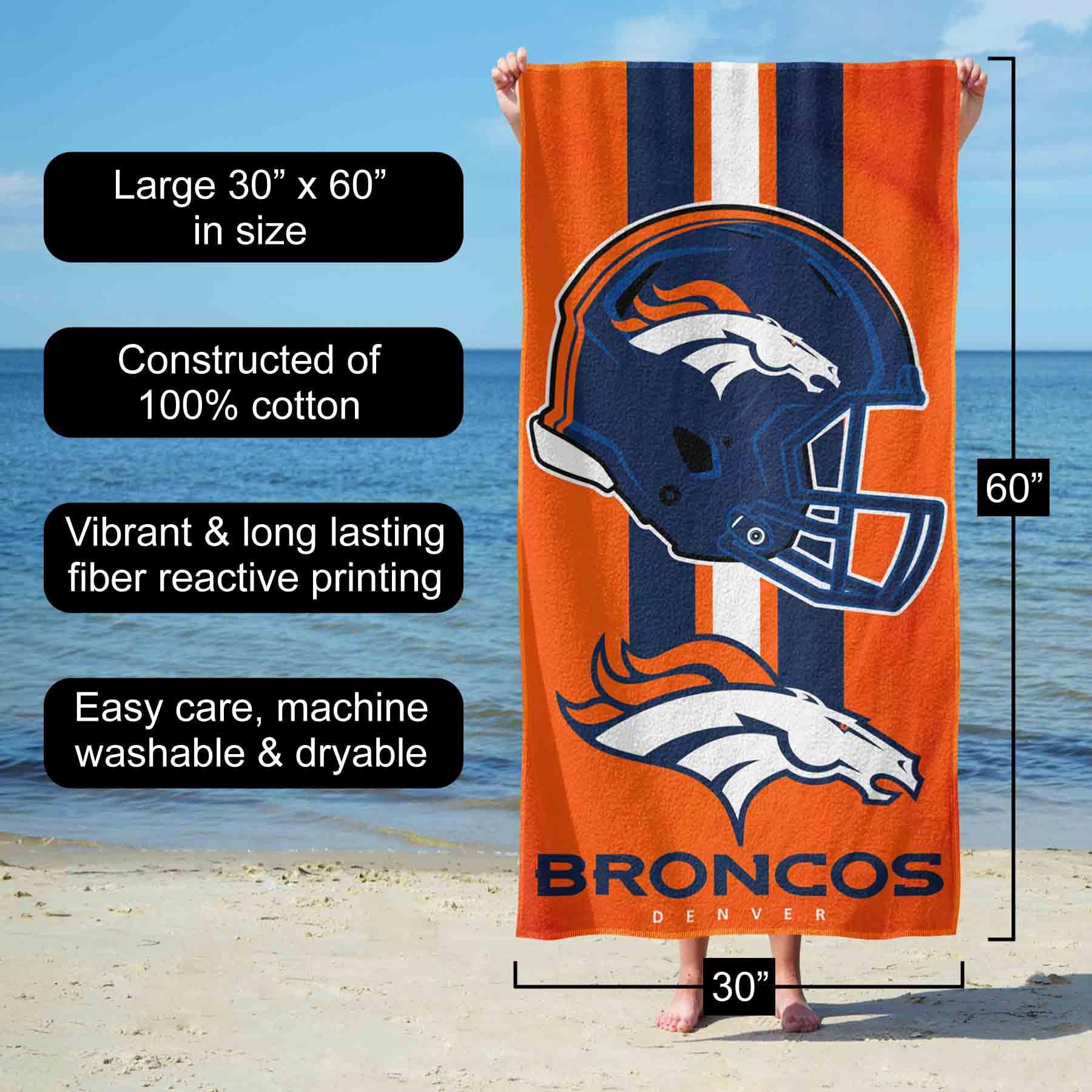 Wincraft Offizielles NFL Denver Broncos Strandhandtuch, Badetuch in 75x150 cm, Schwarz