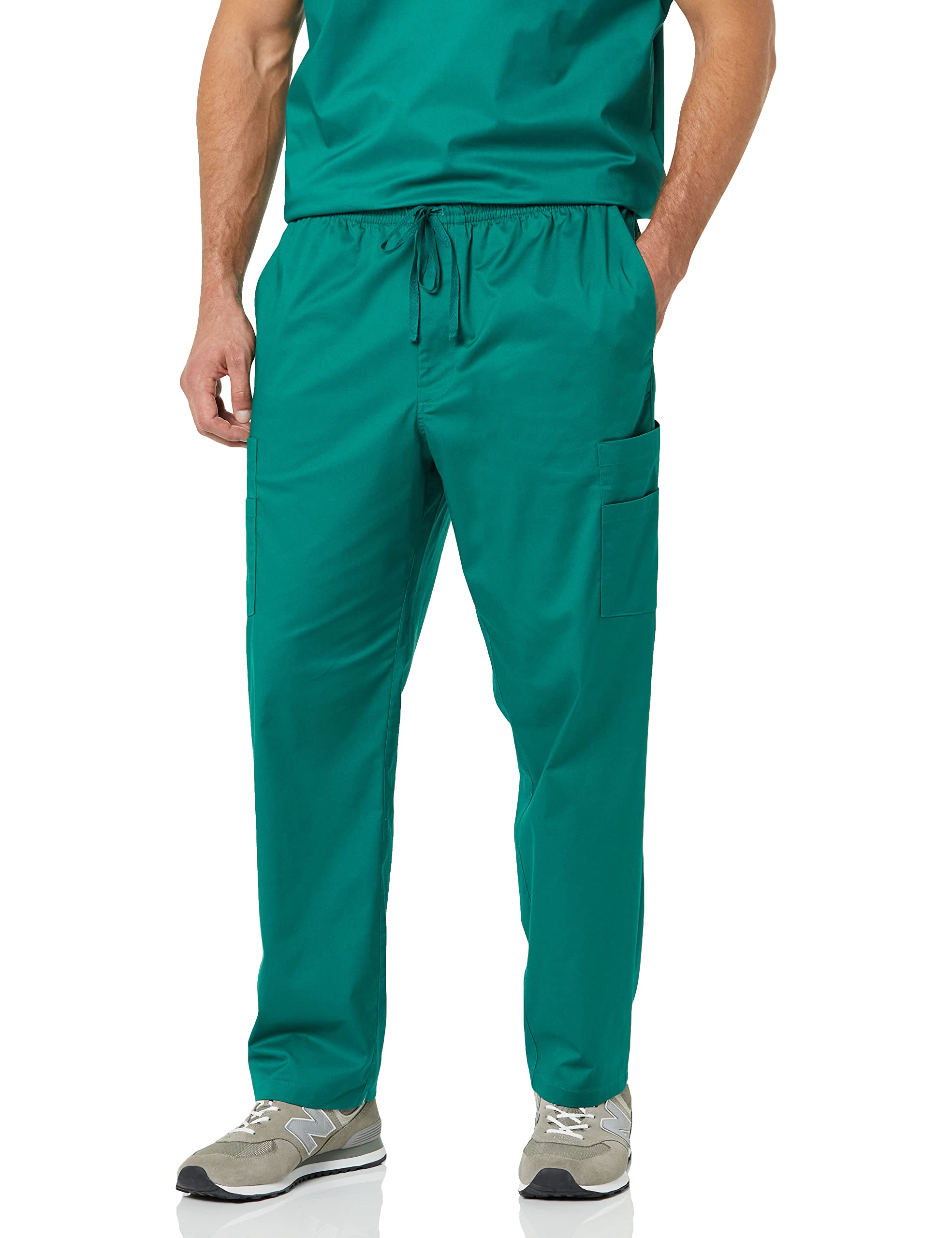 Amazon Essentials Men's Elastic Drawstring Waist Scrub Trousers, Teal Blue, XS