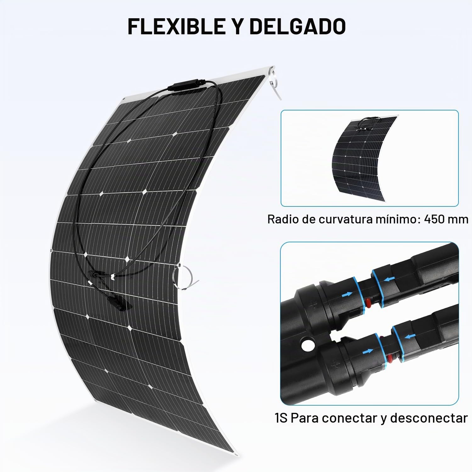 【120W Panel Solar 12V Flexible Kit】DERUXI Placa Solar 12V 120Watt Flexible+Regulador de Carga 30A+4PCS Cable Solares+6Pcs Bridas Metalicas, 120W Panel Solar para Balcón RV Barcos Caravana Baterías