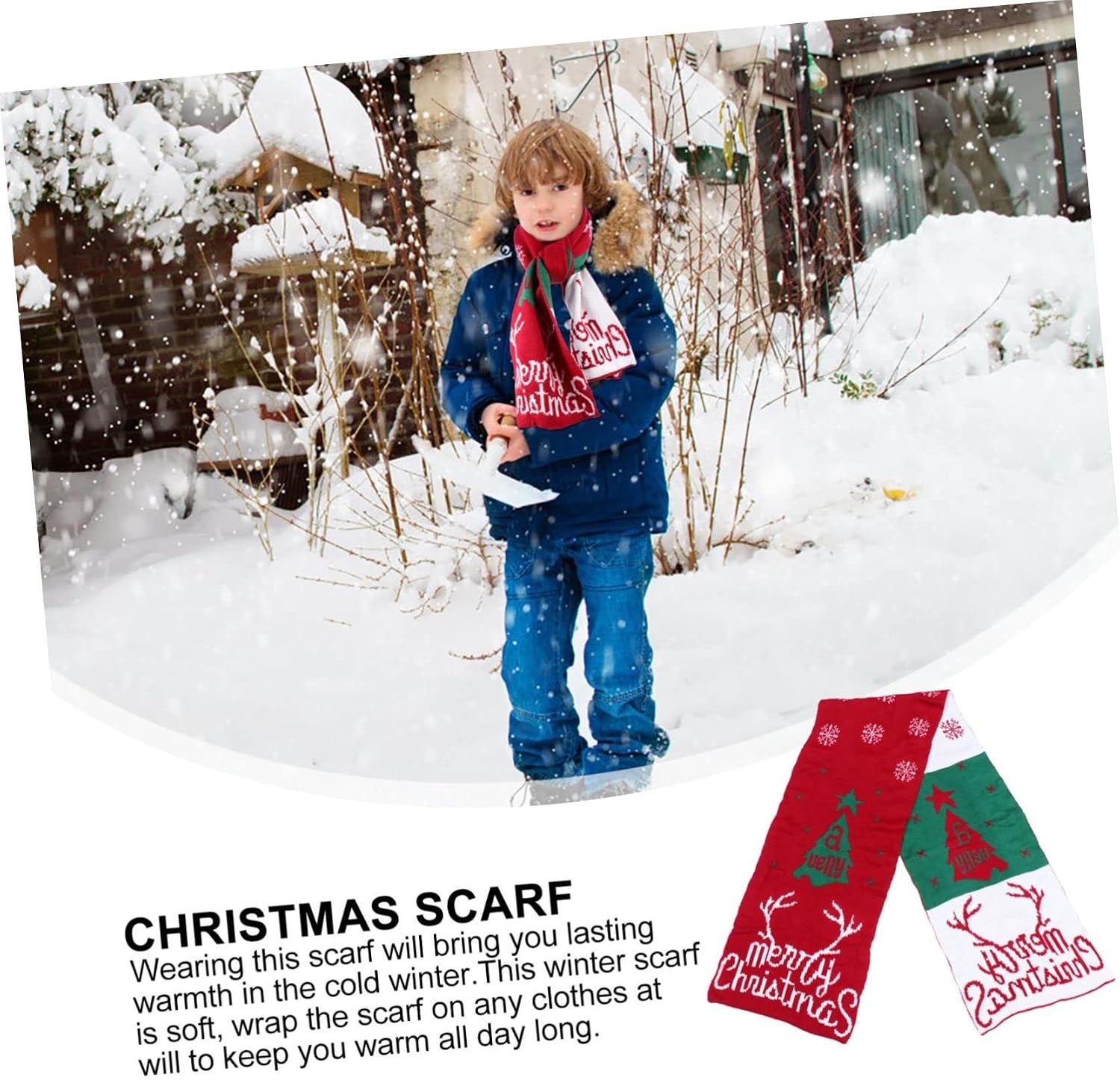 Homoyoyo 1pc Warm Neckerchief Scarf Cute Deer Pattern for Boys and Girls Cozy Christmas Shawl for Holiday Festivities for Wear