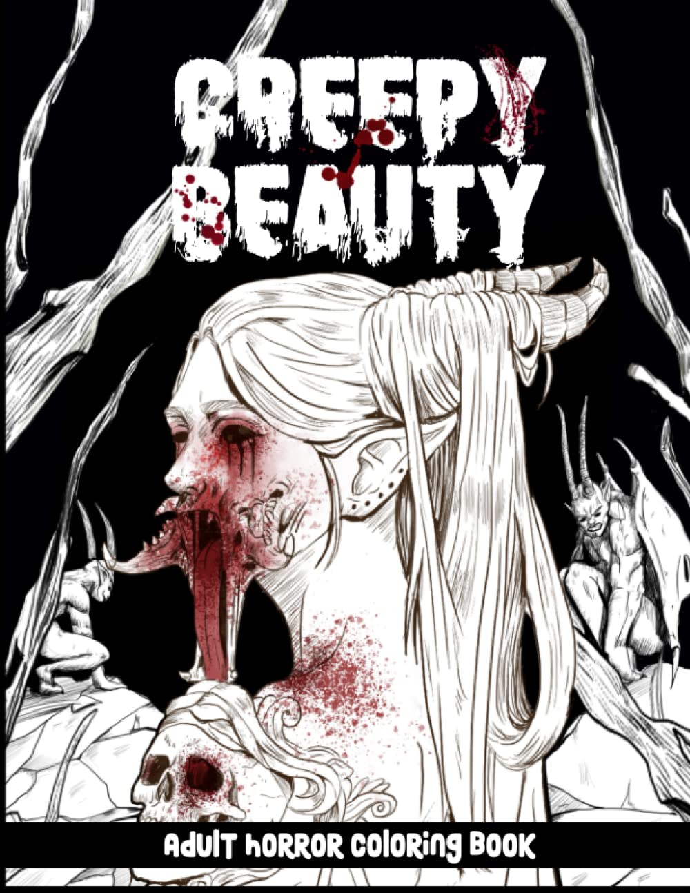 Creepy Beauty Coloring Book For Adults, Unique Horror Style Female Portrait Illustrations: Mysterious, Enchanting and Gorgeous Women Coloring Pages for Relaxation