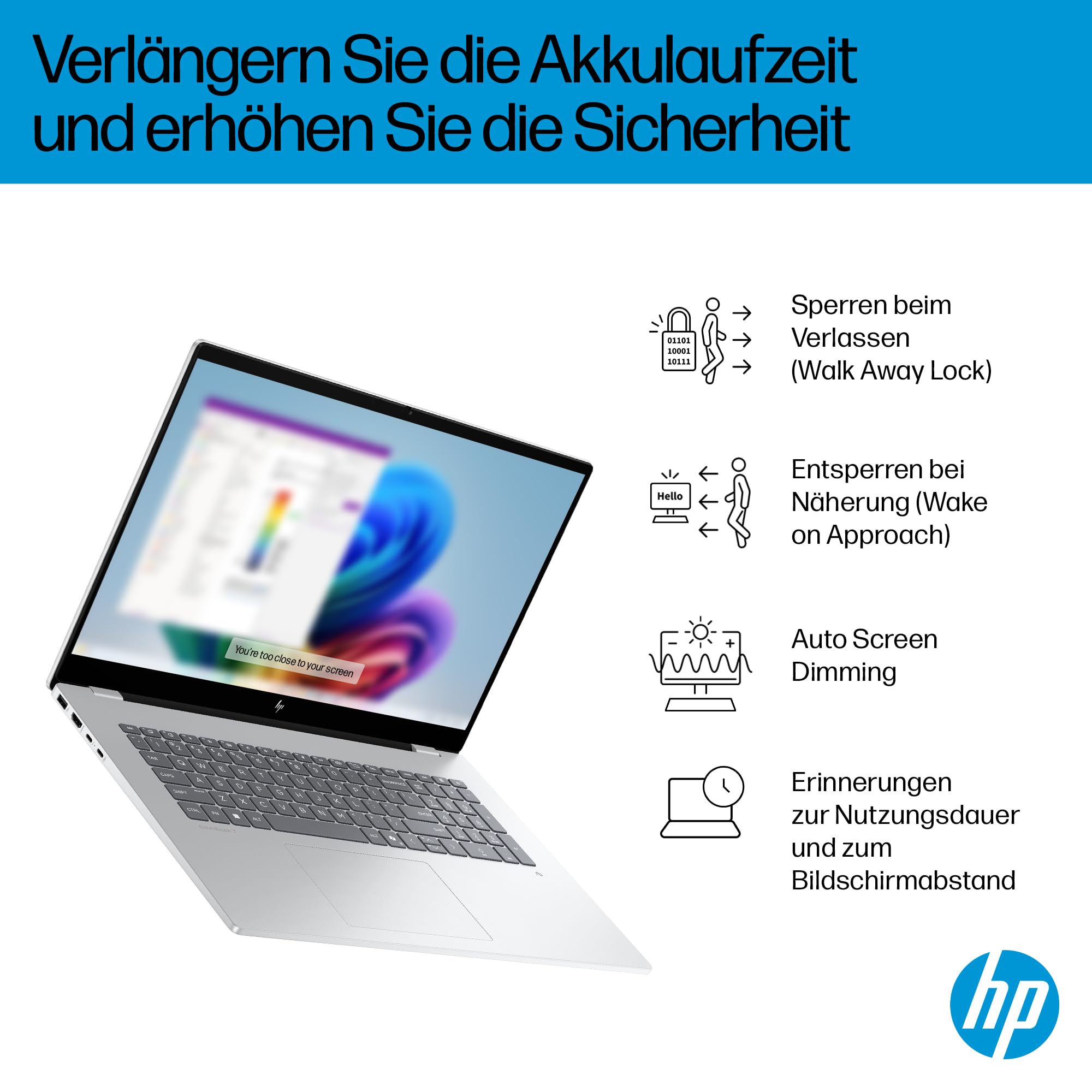 HP OmniBook X Flip 2-in-1 Laptop (17.3 Zoll FHD-Touchscreen, Intel Core Ultra 7, Copilot+, 16GB RAM, 1TB, Win11, QWERTZ) - Silber