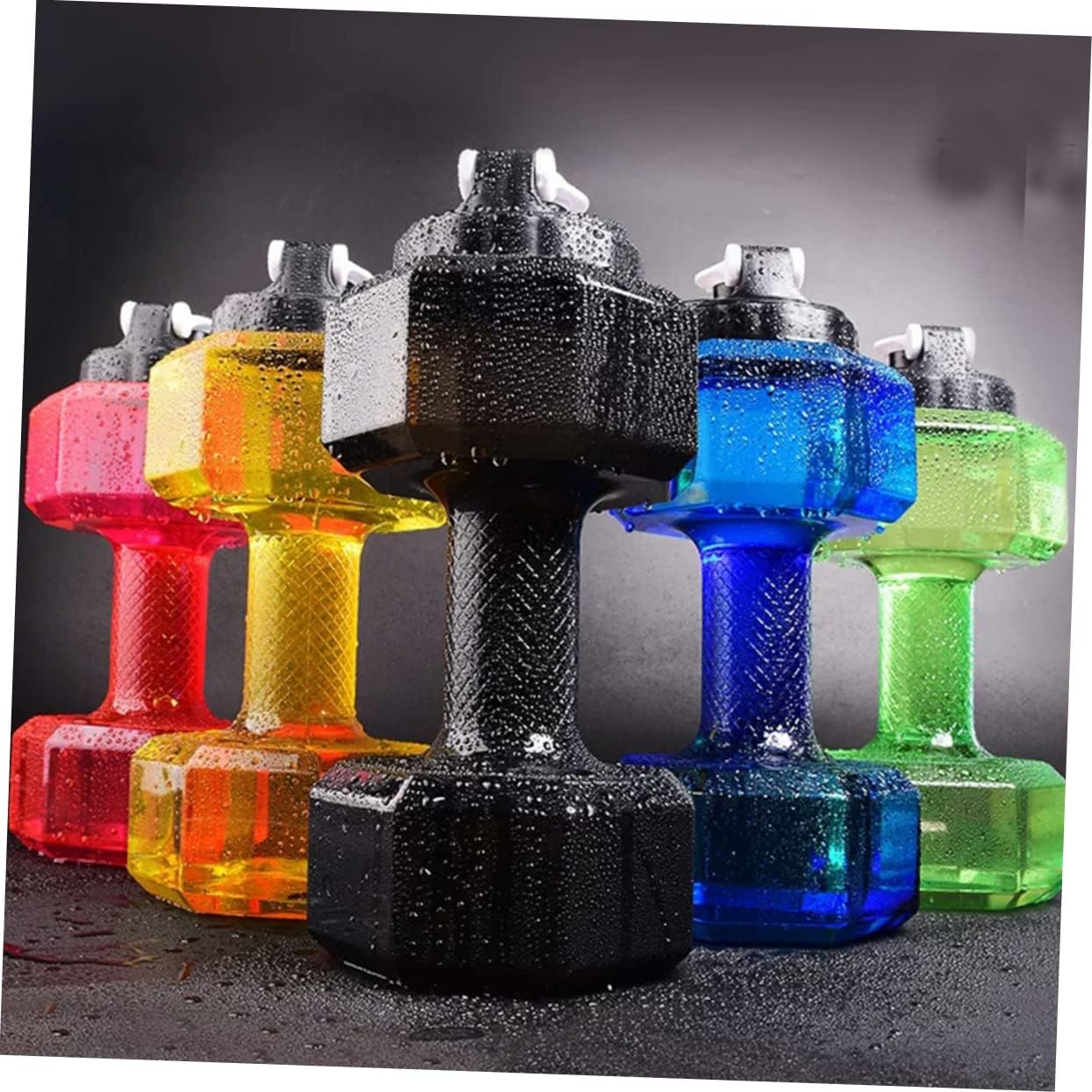 Dumbbell Shape Water Bottle 11.02In Large Capacity Petg Fitness Water Cup Portable Sports Kettle for Gym Work School Arm Exercise