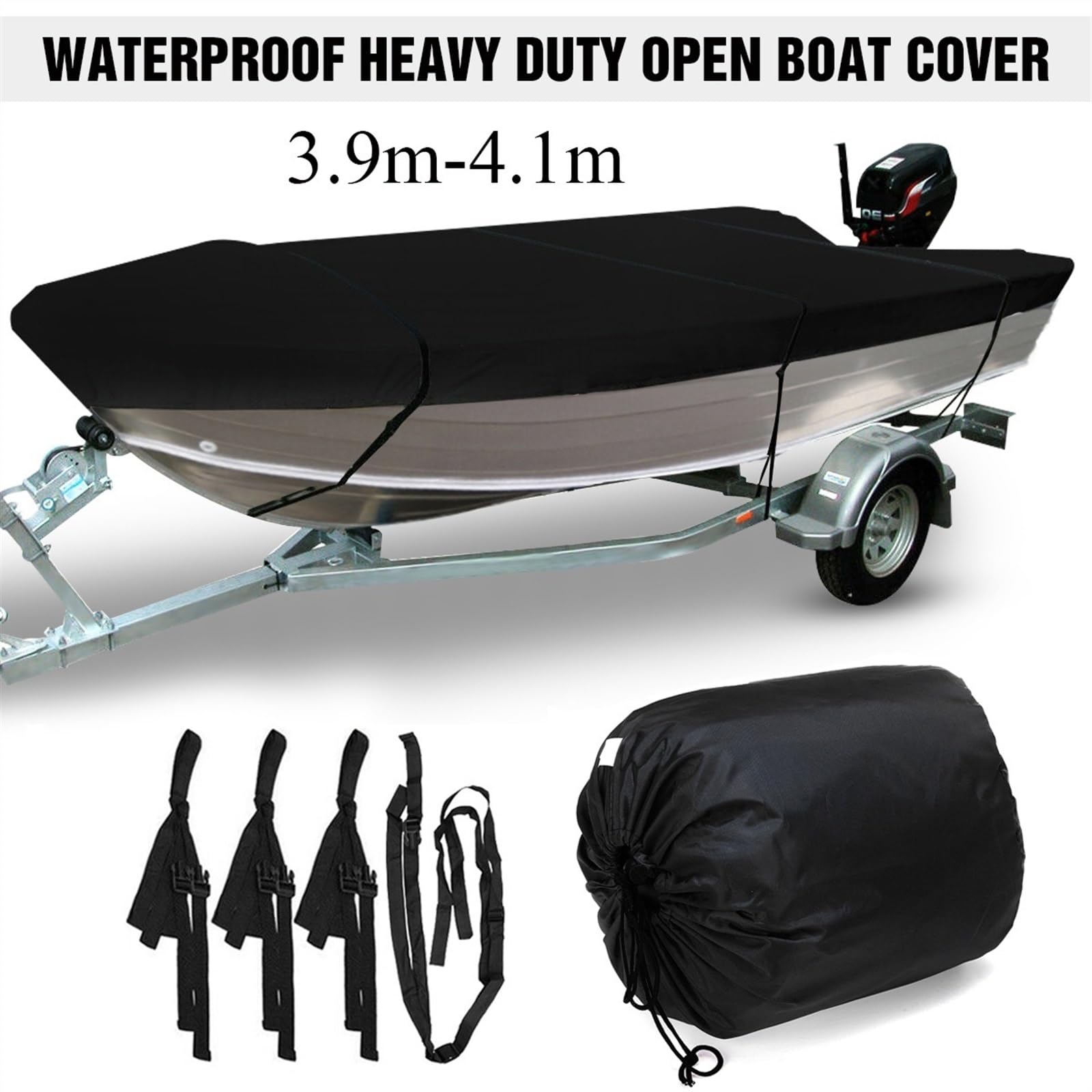 Bootsplane,Bootspersenning Bootsabdeckung,Wasserdicht Schutz Cover Schwarz,V-Rumpf Boat Cover,Gewebe Staub Schutz Persenning Bootsplane,Mit Aufbewahrungstasche für Ruderboot, Angelboot. (470x225cm)