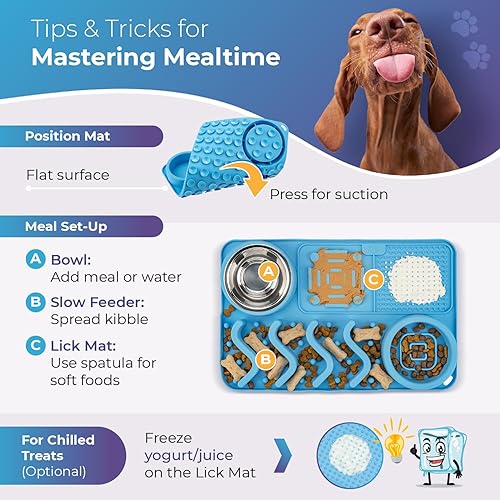 Miniatura 5 de CREMEPAWS Alfombrilla para lamer perros y gatos, perfecta para aliviar la ansiedad, alfombrilla de silicona para lamer perros con succión,