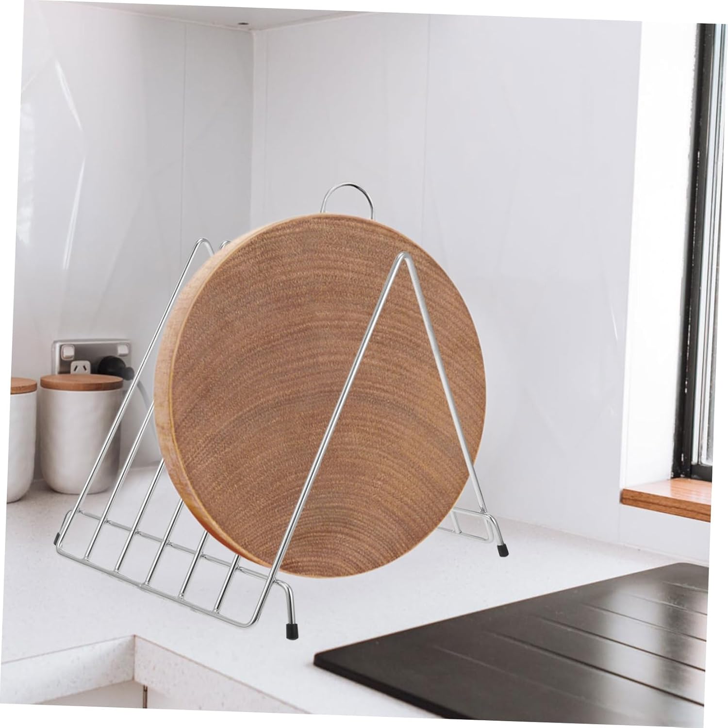 VICASKY Thickened Stainless Steel Chopping Board Rack Cutting Board Stand with Hollow Design for Fast Drying Kitchen Storage Organizer Holder for Pot Lids and Space Saving Storage