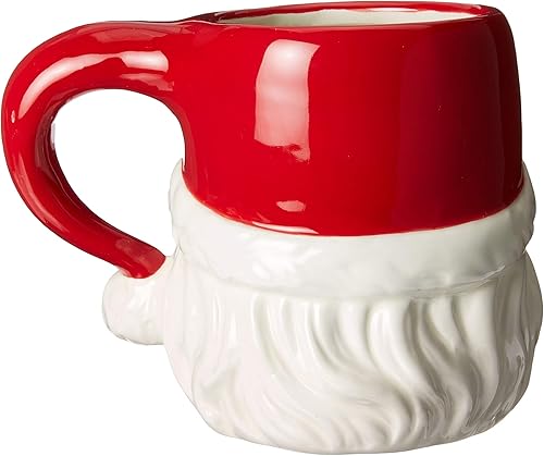 Miniatura 2 de Tazas de cerámica de Navidad clásicas con cabezas de Papá Noel, color rojo y blanco, juego de 4, mediano, 5.5 x 3.9 x 4.1 pulgadas