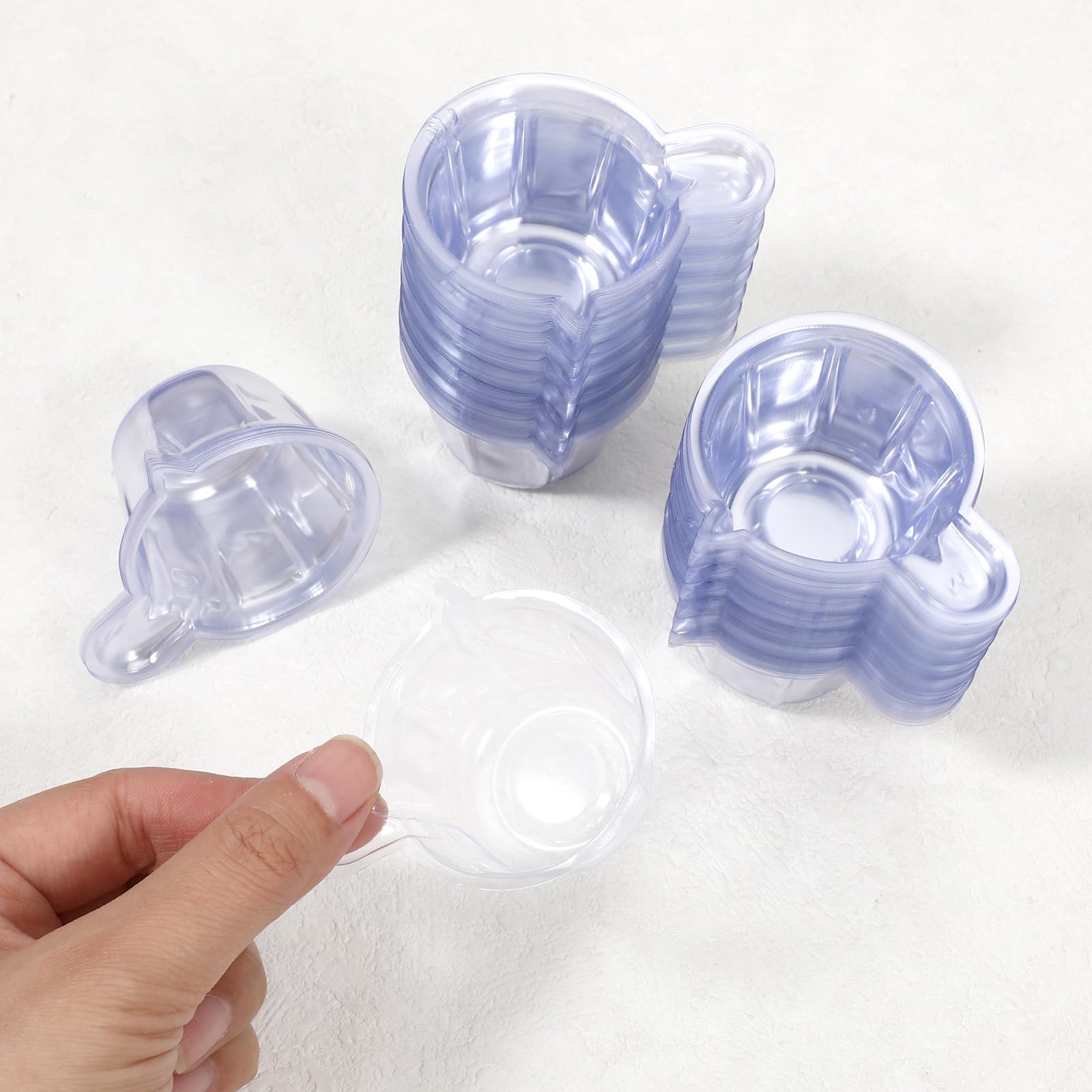 150 vasos medidores desechables de plástico, vasos de mezcla, vasos medidores, vasos medidores, vasos pequeños transparentes, vasos de plástico, vasos de color, para mezclar con epoxi (40 ml)