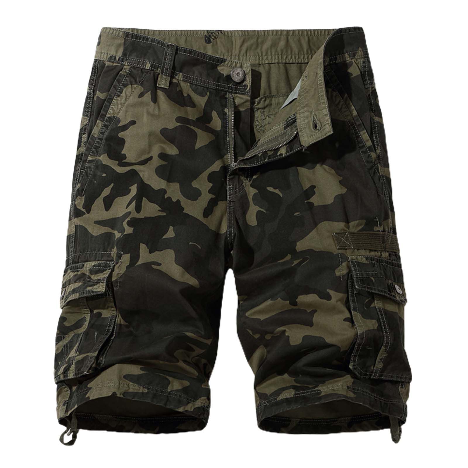 Pantalones cortos cargo de camuflaje para hombre, pantalones cortos de trabajo de camuflaje para hombre, pantalones tácticos retro para exteriores, pantalones cortos casuales de verano, senderismo