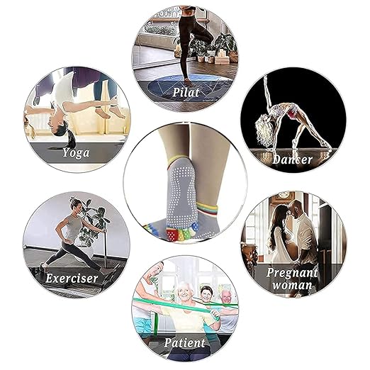 DealFry Five Finger Yoga Socks for Women/Men, Cotton Non-Slip Barre Socks with Grips/Straps Fitness Sock Shoes for Yoga, Barre, Pilates, Ballet, Dance, Workout (2 Pair Pack | Assorted) (Mix-10)