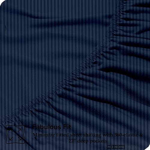 Miniatura 42 de Juego de sábanas de bolsillo extra profundas (4 piezas) 100% algodón egipcio de 400 hilos, bolsillo profundo de 22 pulgadas, sábana bajera ajustable