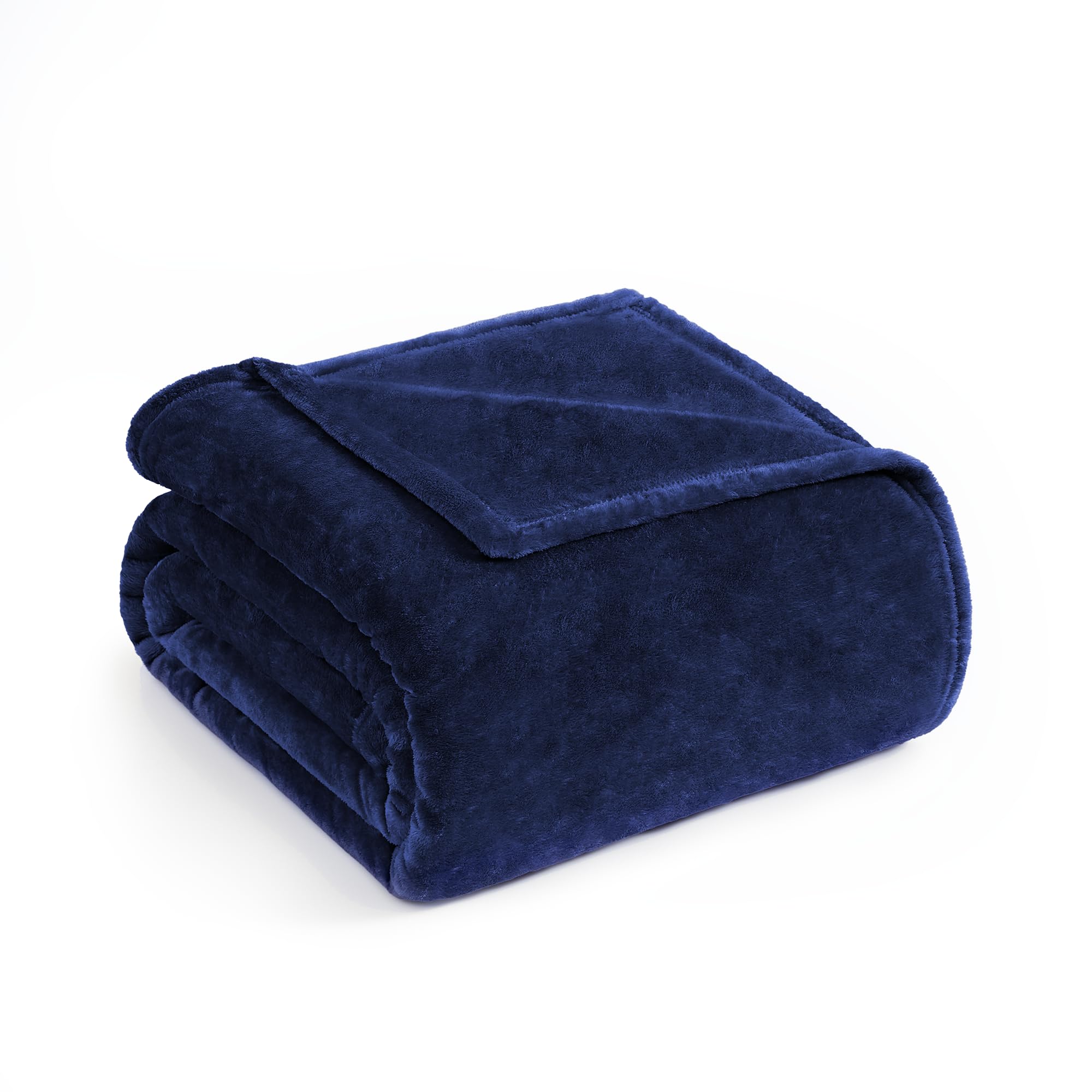 Fuzzy Fleece King Blanket 108x90 - Cozy Soft Plush for Bed Sofa - Lightweight Flannel Blankets All Season - Navy