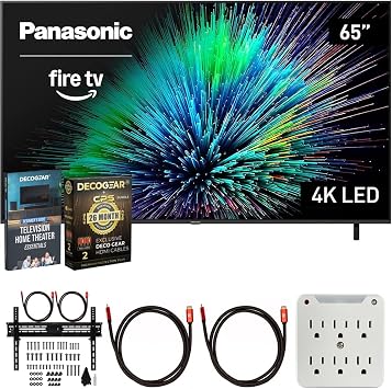 Panasonic TV-65W70BP W70 Series 65 inch LED 4K Ultra HD Smart Fire TV Bundle with 2X HDMI 2.0 Cable, TV Wall Mount, 6-Outlet Surge Adapter, Theater Essentials and Exclusive 26 Month Protection Pack