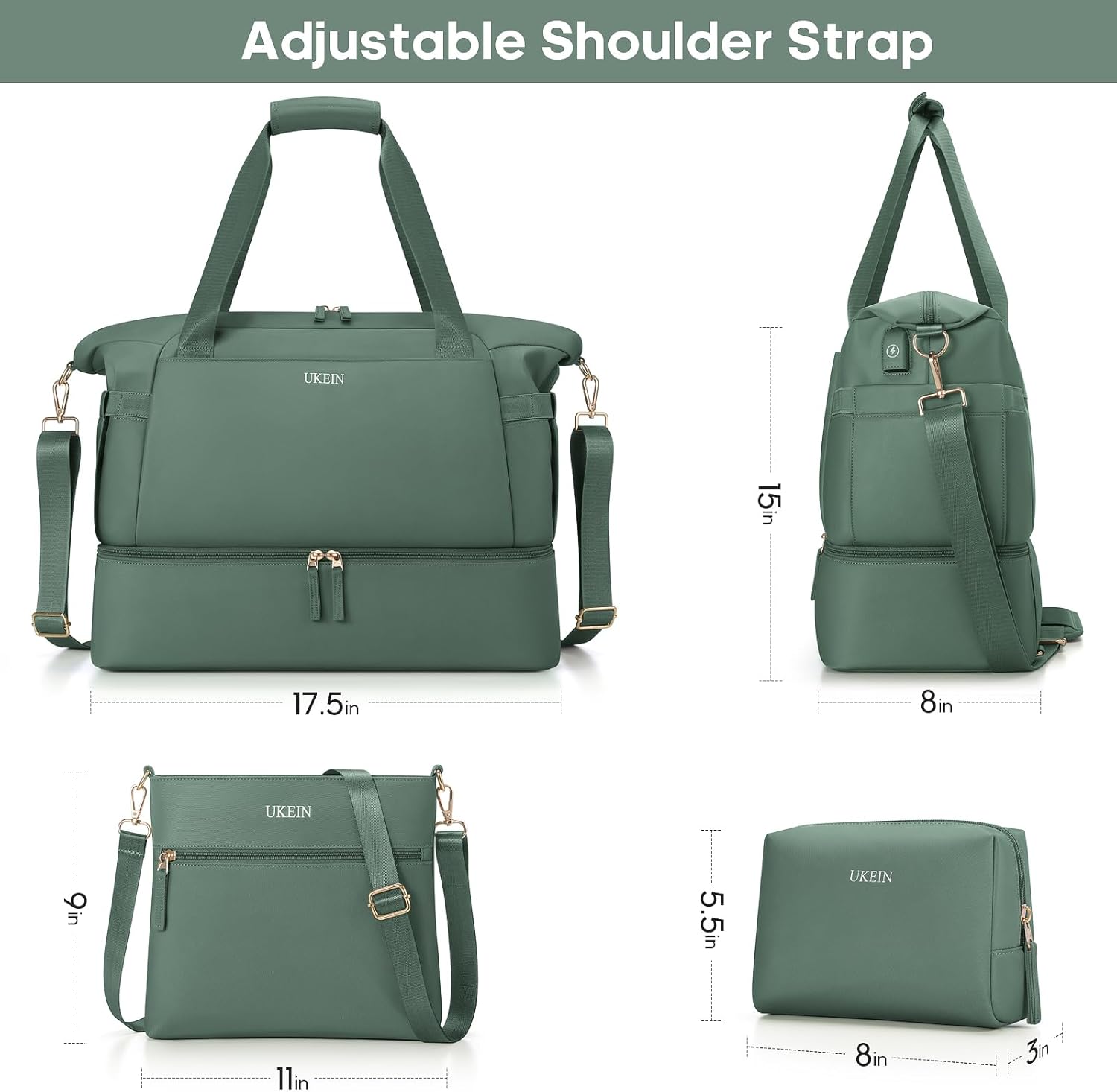 Travelling Bags, Travel Backpack Bag for Women with USB Charging Port & Shoe Compartment, Carry On Overnight Tote Bag, Sports Bag for Travel,Workout (3Pcs Set)