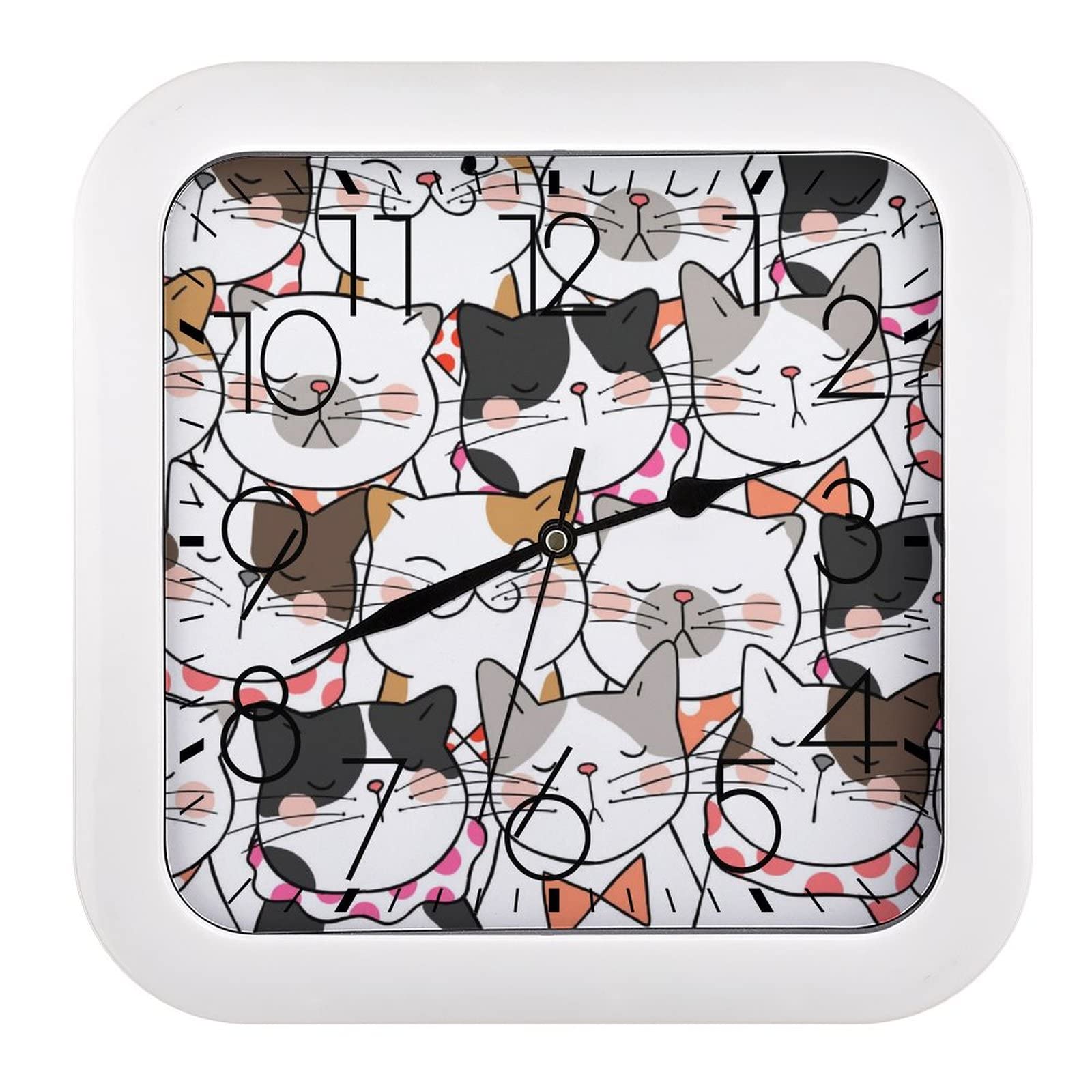 Pendule murale silencieuse Cartoon Cats moderne pour travailler sans bruit