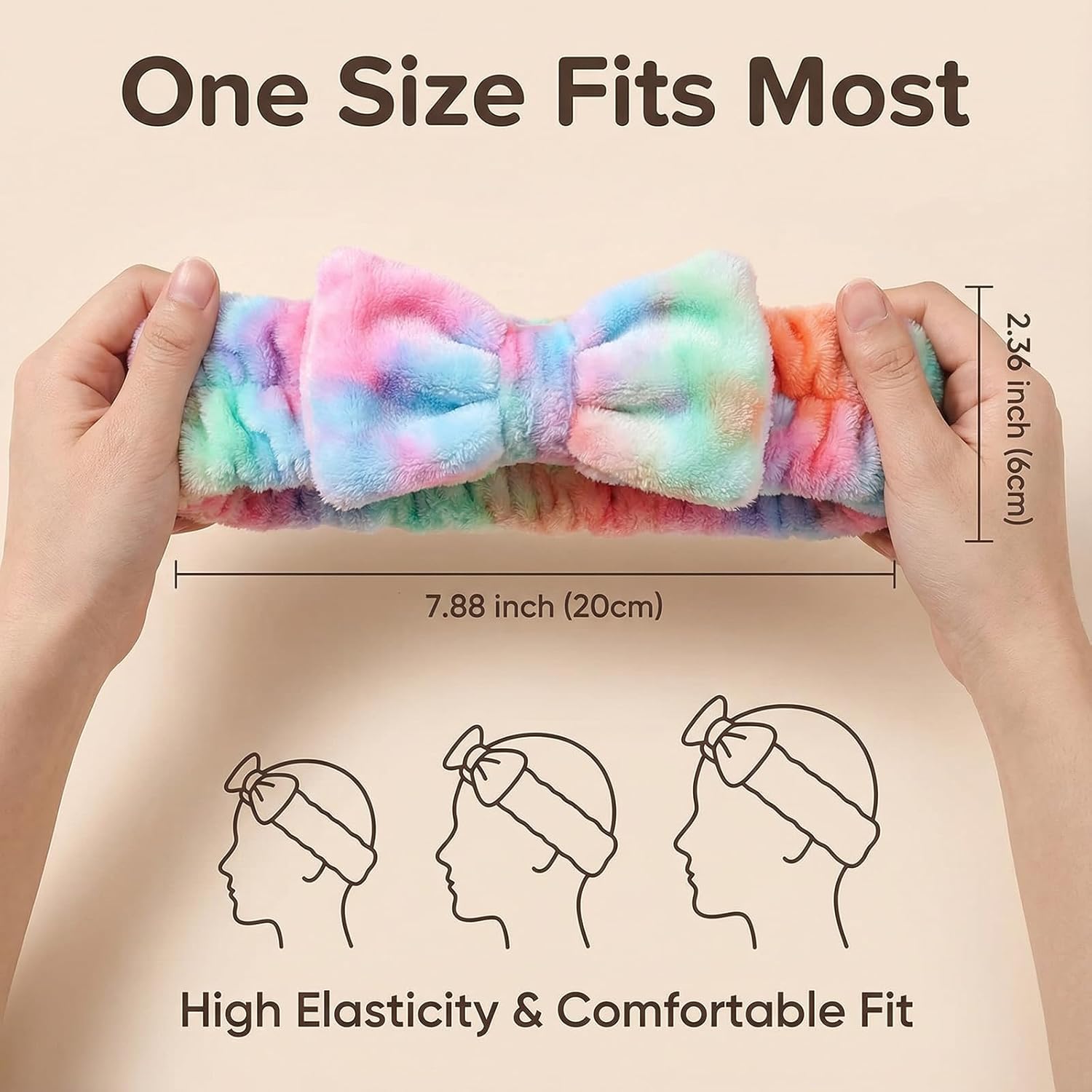 100 Pcs Spa Headband Bulk-Easter Gift 50 Styles Coral Fleece Terry Cloth Makeup Headbands Sleepover Party Supplies Cosmetic Headband for Makeup, Soft Skincare & Washing Face Bow Hairbands for Women