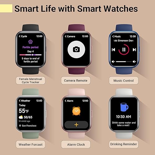 Miniatura 7 de Quican Potencia tu estilo de vida con el reloj inteligente de llamadas Bluetooth para mujer, monitor de salud y sueño, rastreador de fitness, Alexa,