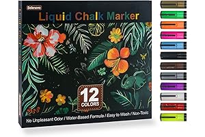Liquid Chalk Markers, Set of 12 Neon Chalkboard Markers, Water-Based Erasable Pens