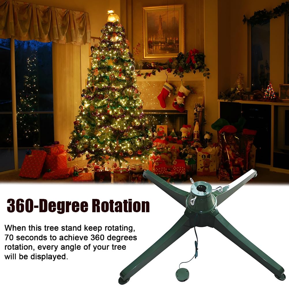 Soporte Giratorio de 360° para árbol de Navidad, Soporte de Base de árbol Giratorio eléctrico, Soporte Ajustable para árbol de Vacaciones Artificial, para árboles de hasta 7.5 pies y 80 Libras 80cm
