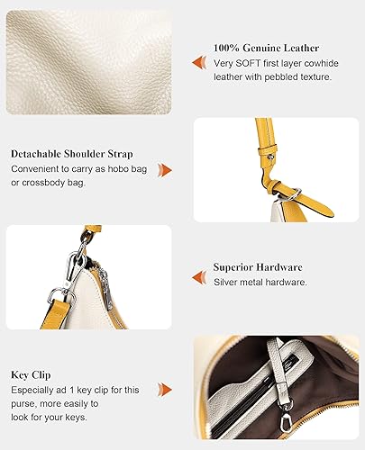 Vista 8 de Over Earth Genuine Leather Hobo Bags for Women Medium Soft Purses Casual Shoulder Bag and Handbags