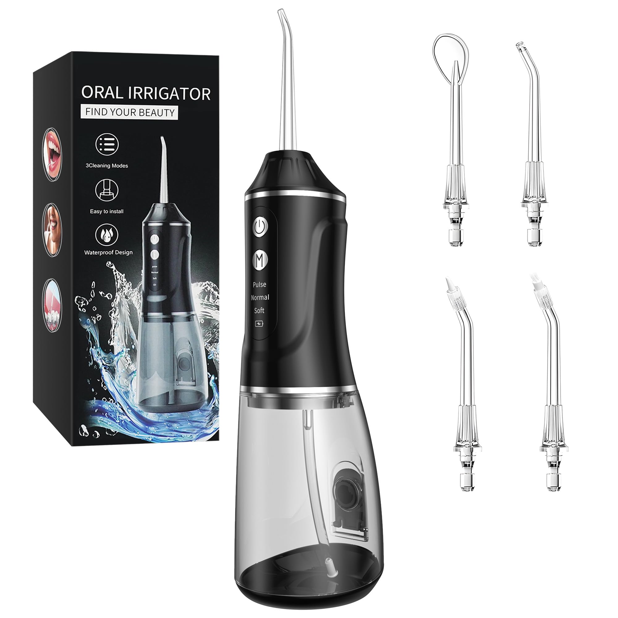 Irrigador Bucal Campeón de Pruebas 2026 con Tanque de Agua de 380ML, 3 Modos, Flosser de Agua Inalámbrico, Limpieza Dental, Resistente al Agua IPX7 y Recargable por USB, Irrigadores Bucales Portátiles
